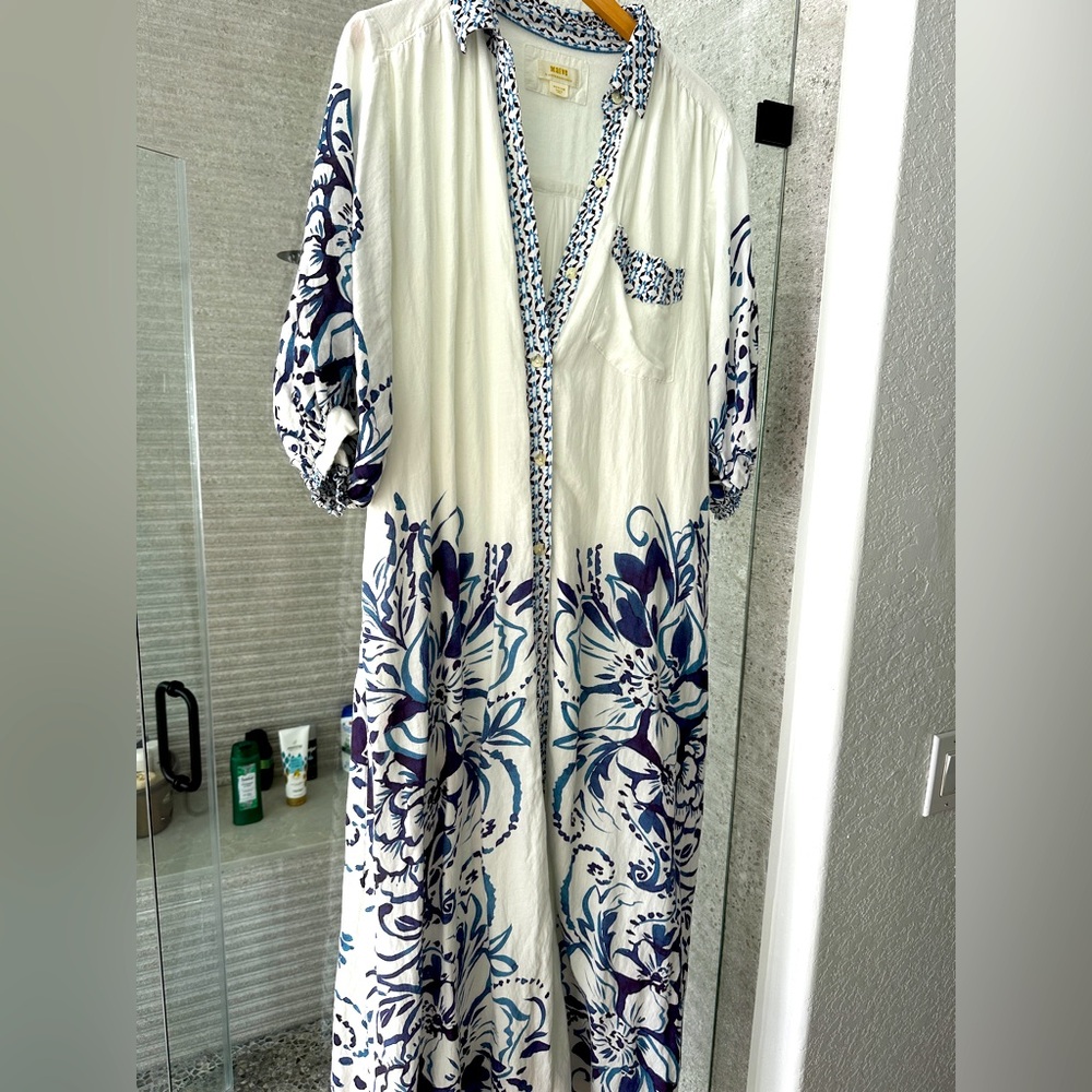 Anthropologie Blue and white cotton maxi.  M